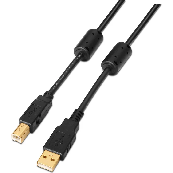 AISENS A101  0009  USB 2.0 Drucker Kabel mit Ferrit 2 m, schwarz - Preisvergleich – Bild 1