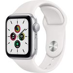 Apple Watch SE 2020 (1. Generation) Smartwatch GPS, 40mm, Aluminiumgehäuse Silber, Sportarmband Weiß