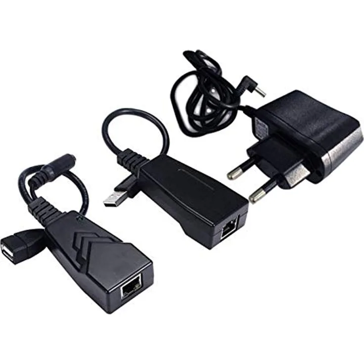 PremiumCord USB 2.0 Extender Adapter über RJ45 bis zu 100m, Cat5e - Cat6, High Speed, Stromversorgung