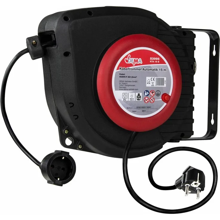 Automatik Kabeltrommel Kabelaufroller Verlängerungskabel Kabelrolle Kabelbox 15m
