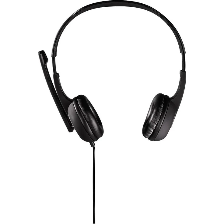 Hama PC Headset mit Mikrofon (ultra leichte Kopfhörer, On-Ear Ohrhörer, gepolsterte Ohrmuscheln, Stereo, Computer-Kopfhörer mit Lautstärkeregler am Kabel, 2 m Kabellänge, 3,5 mm Klinke) schwarz – Bild 2