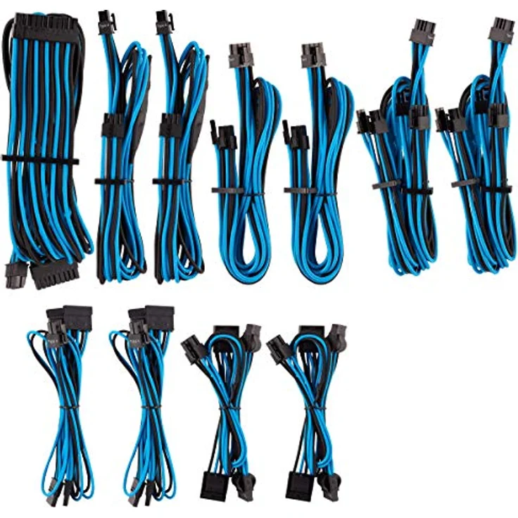 Corsair Premium individually sleeved pro kit (Type 4, Generation 4) - Stromkabelkit - Schwarz, Blau (CP-8920228) – Bild 1