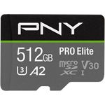 PNY Pro Elite R100/W90 microSDXC 512GB Kit, UHS-I U3, A2, Class 10 (P-SDUX512U3100PRO-GE)