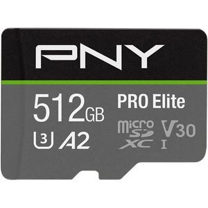 Bild für PNY Pro Elite R100/W90 microSDXC 512GB Kit, UHS-I U3, A2, Class 10 (P-SDUX512U3100PRO-GE)
