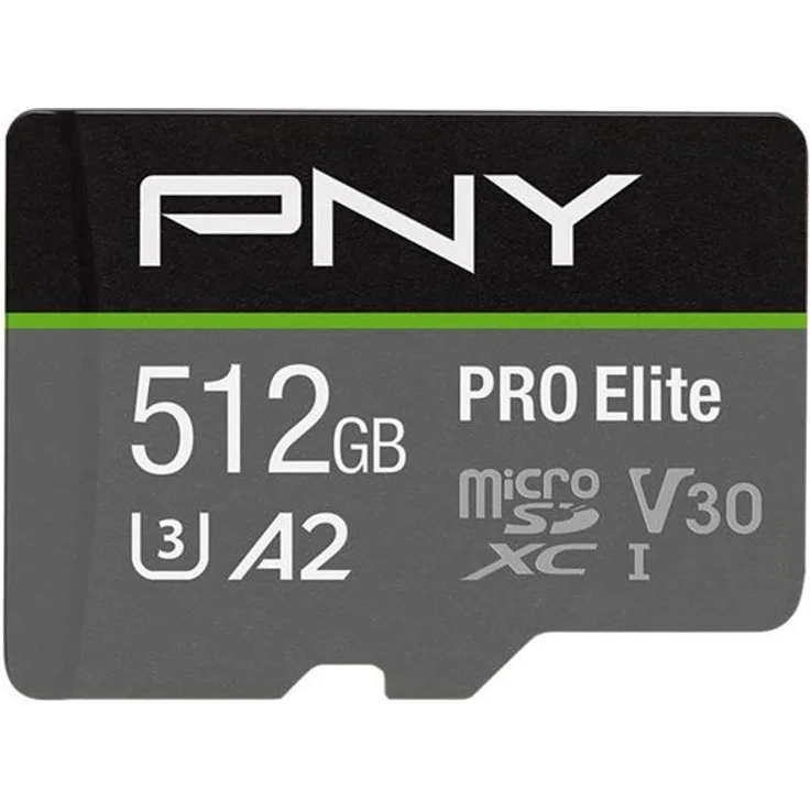 PNY Pro Elite R100/W90 microSDXC 512GB Kit, UHS-I U3, A2, Class 10 (P-SDUX512U3100PRO-GE)