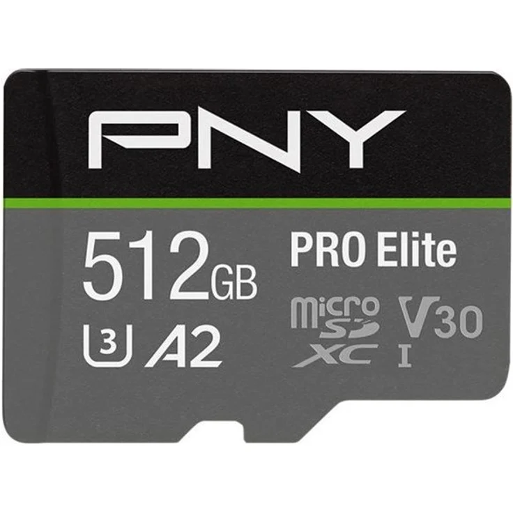 PNY Pro Elite R100/W90 microSDXC 512GB Kit, UHS-I U3, A2, Class 10 (P-SDUX512U3100PRO-GE) – Bild 1