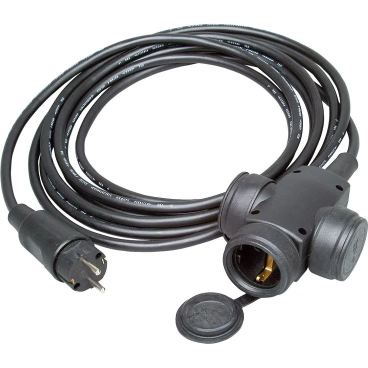 Kopp 145205045 Gummi-Verlängerung mit 3-fach Kupplung, 5 m, schwarz