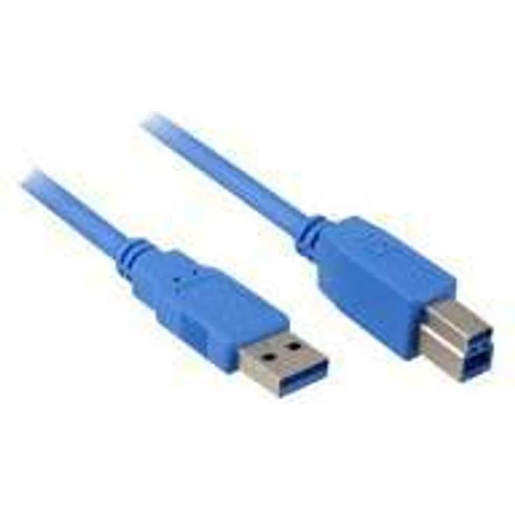 Sharkoon USB 3.0 Kabel, Stecker A auf Stecker B, 1 Meter, Datenübertragung bis zu max. 5 Gbit-s blau