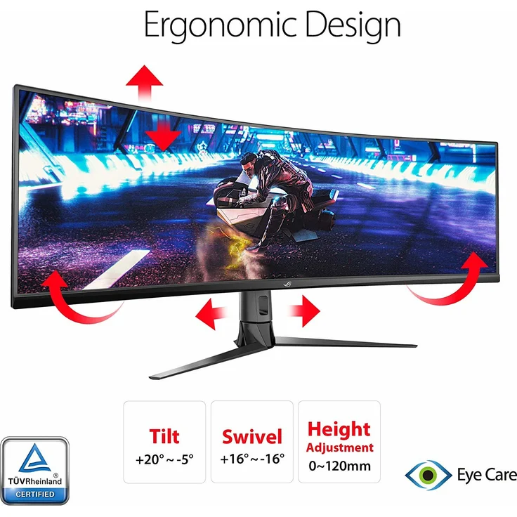 ASUS ROG Strix XG49VQ 124 cm (49 Zoll) Gaming Monitor (Curved, 144Hz, Free-Sync 2 HDR, HDMI, DisplayPort, 4ms Reaktionszeit) – Bild 4