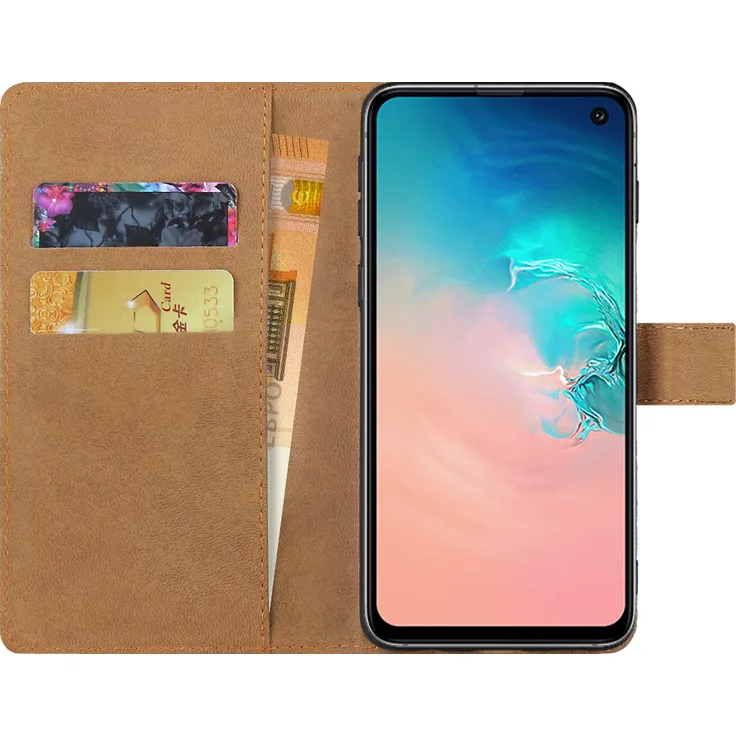 "Slabo Flip Case Cover in Bookstyle für Samsung Galaxy S10 - ""ECHT LEDER"" - SCHWARZ | BLACK"