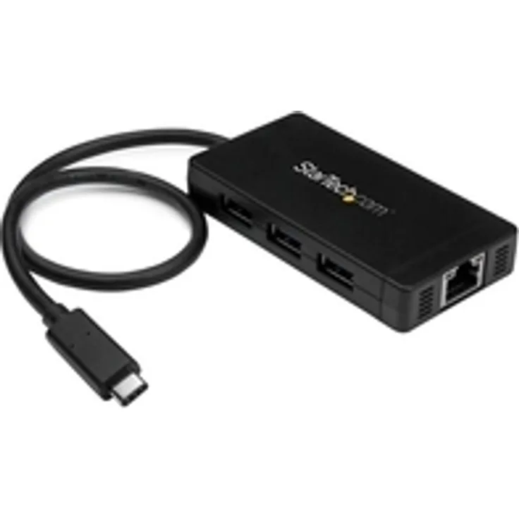 StarTech.com 3 Port USB 3.0 Hub mit USB-C und Gigabit Ethernet - inklusive Netzteil (HB30C3A1GE)