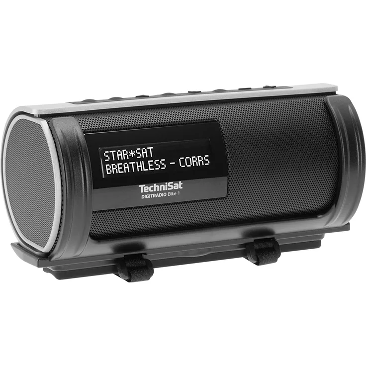 TechniSat DIGITRADIO Bike 1 Tragbares Radio mit Bluetooth, OLED-Display, spritzwassergeschützt, schwarz, silber