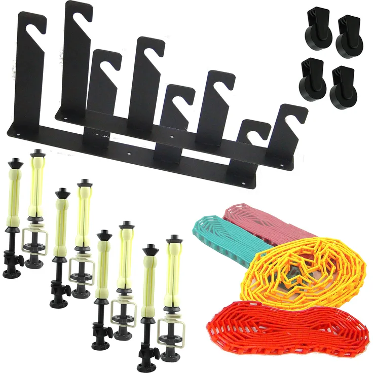 DynaSun Montageset Wand Hintergrundsystem, Wandmontage für 4 Hintergrund Inklusive Achsen, Expan, Gewichte, Kette schwarz