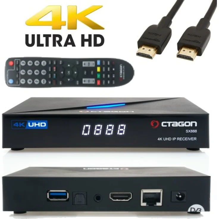 Octagon SX888 4K ULTRA HD IP HDMI USB H.265 Stalker Multistream IPTV Receiver Schwarz – Bild 2