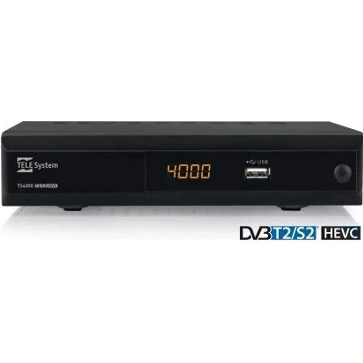 Tele System TS4000 Kabel Full-HD Schwarz TV Set-Top-Box - TV Set-Top-Boxen (Kabel, DVB-S2,DVB-T2, 1920 x 1080 Pixel, 480i,480p,576i,576p,720p,1080i,1080p, H.264,H.265,HEVC,MPEG2,MPEG4, Schwarz)