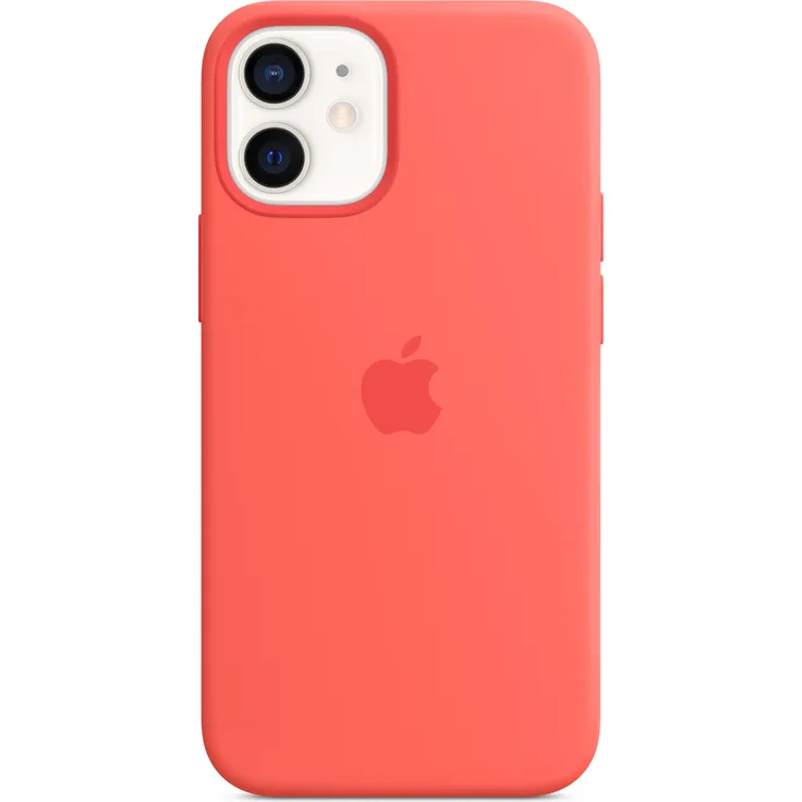 Apple MHKP3ZM/A Silikon Case mit MagSafe, geeignet für Apple iPhone 12 mini, Handy-Schutzhülle, Zitruspink