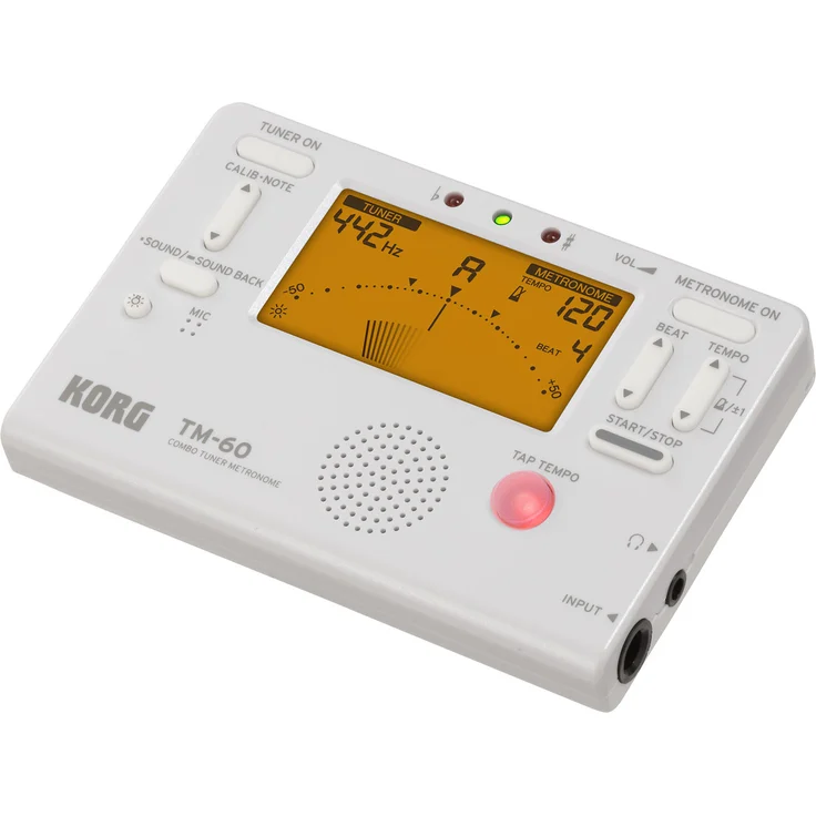 KORG TM-60 Combo aus Stimmgerät und Metronom, Handheld Tuner, weiß, für Holz- und Blechblasinstrumente