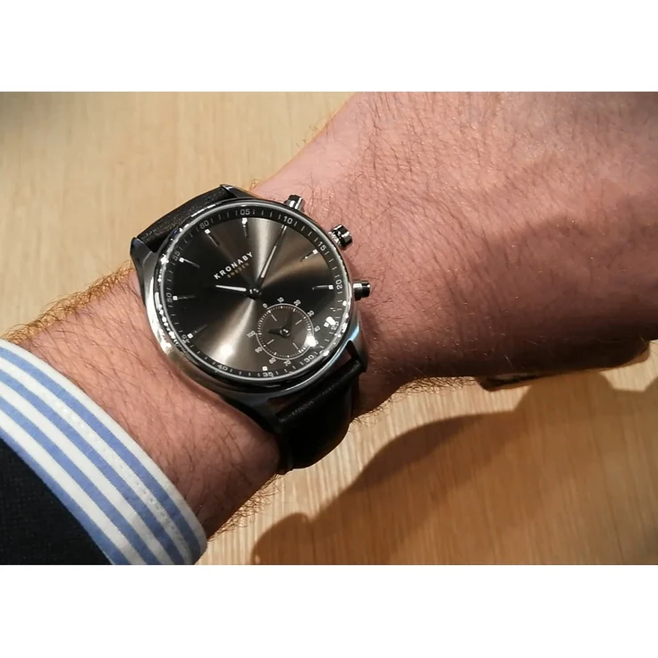 KRONABY Sekel Connected Watch A1000-0718 Hybrid-Smartwatch Unisex, 43mm, Edelstahlgehäuse, Schwarz/Silber – Bild 4