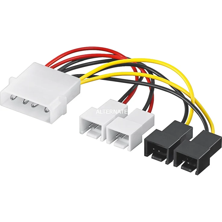 Wentronic goobay - Netzteil für Lüfter - interne Spannungsversorgung 5 V, 3-polig, interne Spannungsversorgung 12 V, 3-polig (M) bis interne Stromversorgung, 4-polig (M) - 14 cm (93632) – Bild 1