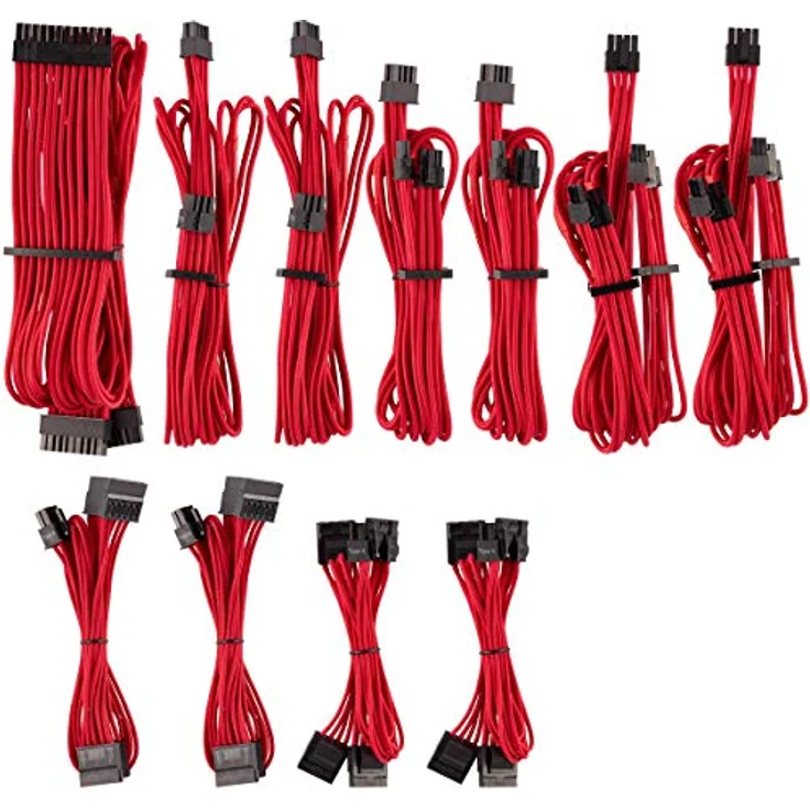 Corsair Premium Sleeved Netzteil Pro-Kabel-Set Typ4 (Generation 4-Serie) Rot – Bild 1