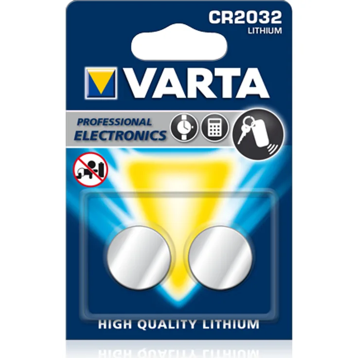 VARTA CR2032 Lithium Knopfzellen 3V Batterie in Original Blisterverpackung, 2er Pack