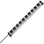 Kopp POWERversal 10-fach Steckdosenleiste 1,4m mit großem Steckdosen-Abstand I Mehrfach-Steckdose anschraubbar mit Berührungsschutz I Mehrfachstecker Innenbereich I Silber – 227120011