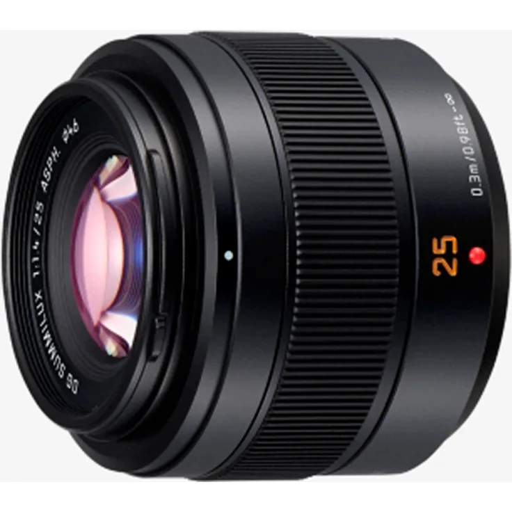 Panasonic H-XA025 Leica DG Summilux Objektiv 25mm (50mm KB), Staubschutz, Spritzwasserschutz, F1.4, Schwarz