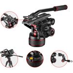 Manfrotto Nitrotech 612 Fluid-Videokopf für DSLRs, Spiegellose, Video und Cinema Kameras, Stufenloses Counterbalance-System(Gewichtsausgleich) 4-12kg, Variables Fluid-Friktionssystem, 12kg Traglast