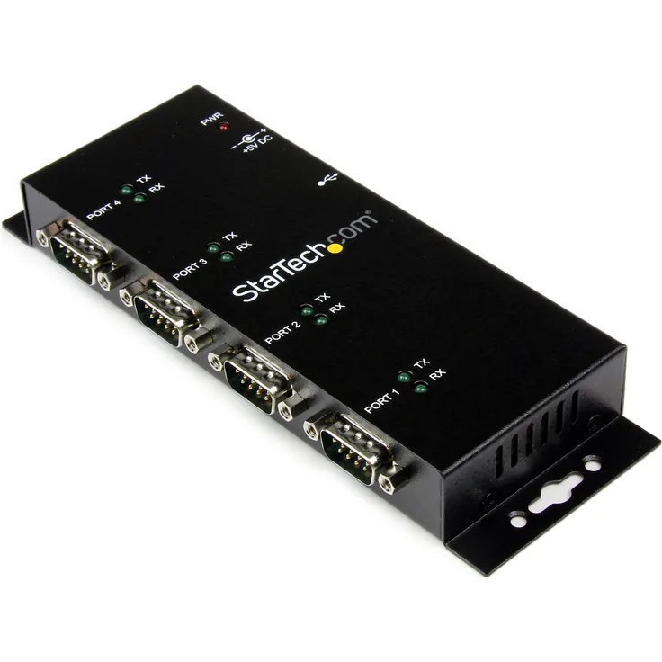 StarTech.com 4 Port USB auf Seriell RS232 Adapter Hub, Industriell DIN-Scheinen- Wandmontagefähig, USB auf Seriell DB9 Konverter