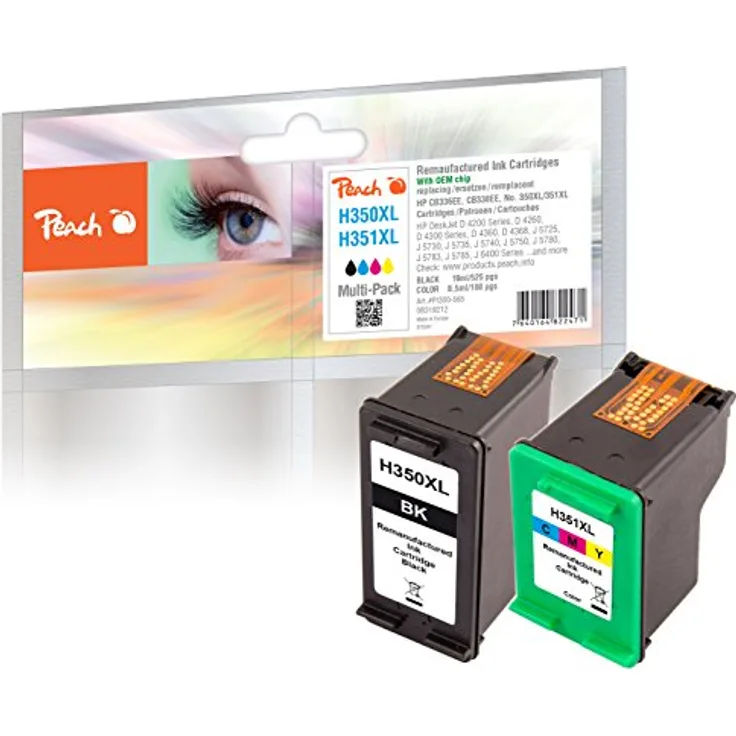Peach Spar Pack Druckköpfe kompatibel zu HP No. 350XL black, CB336EE, No. 351XL color, CB338EE