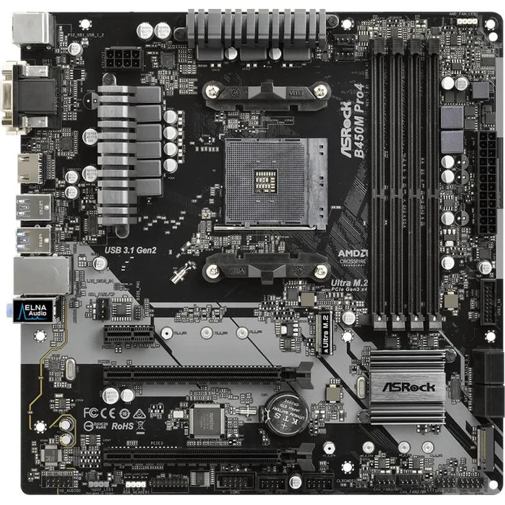 Asrock B450M Pro4 - micro ATX, AMD B450, Sockel AM4, Dual-channel DDR4 (90-MXB8F0-A0UAYZ) – Bild 2