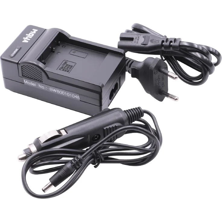 vhbw LADEGERÄT LADEKABEL NETZTEIL TISCHLADER inkl. KFZ-LADER für PANASONIC-Akkus DMW-BCF10, DMW-BCF10E, DMW BCF 10 10E für Lumix DMC-FX70 etc.