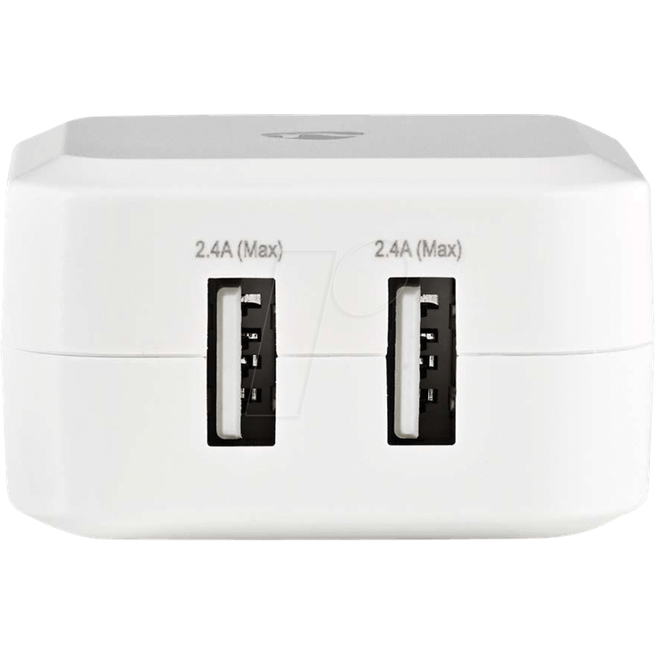 NEDIS N WCHAU484AWT USB-Ladegerät 5 V 4800 mA weiß 2-Port (WCHAU484AWT)