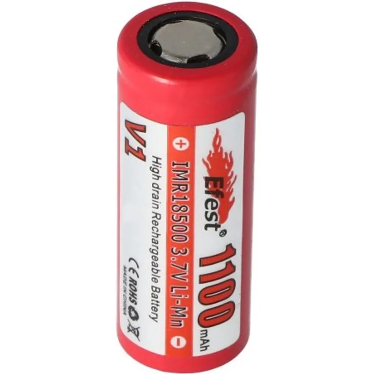Efest IMR 18500 V1 - 1100mAh 3,7V (Pluspol flach)