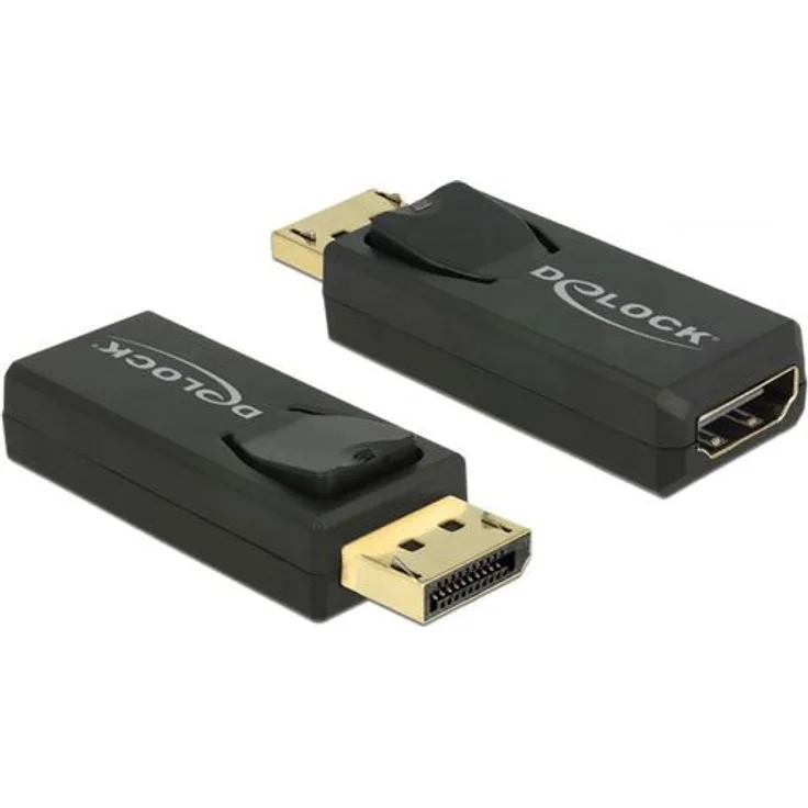 Delock 65573 Adapter Displayport 1.2 Stecker > HDMI Buchse 4K Aktiv schwarz, 