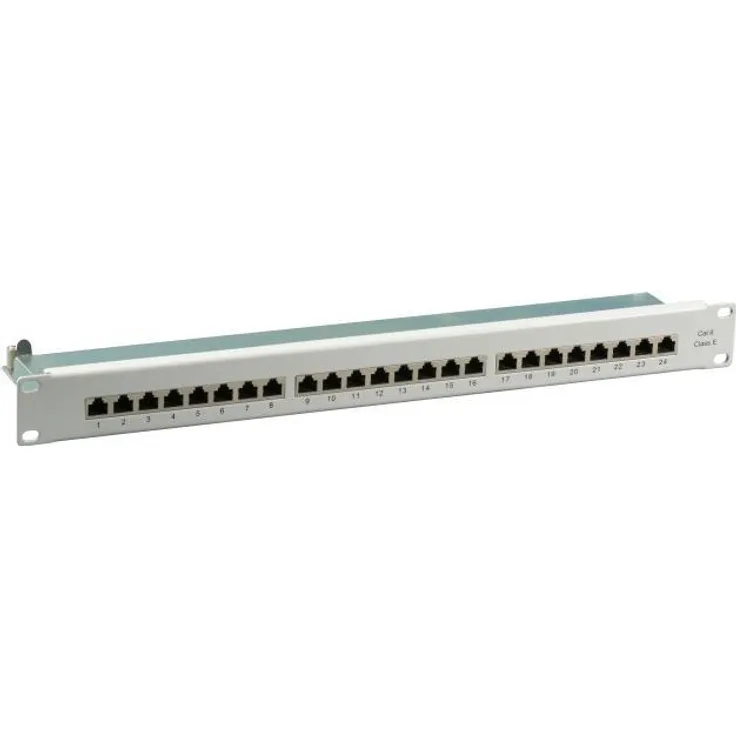 Helos 19378 CAT 6 Patchpanel 24-Port, 1HE, Hellgrau, Grau