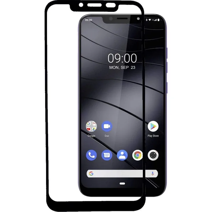 Gigaset Original Zubehör Schutzglas, Full Display HD Glass Protector, Schutzfolie gegen Glasbruch und Kratzer, geeignet für Gigaset GS195, schwarze Umrandung, Displayschutzglas, schwarz, transparent