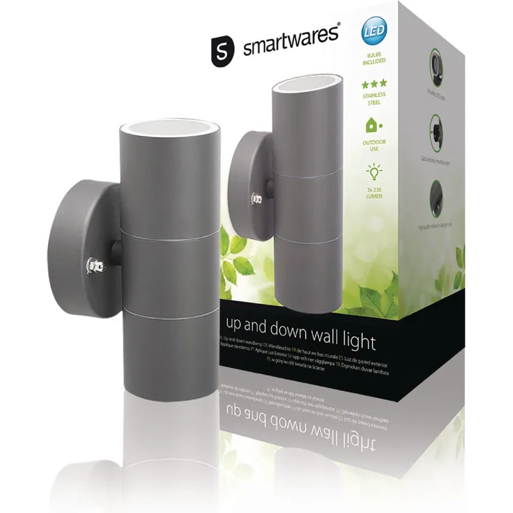 Smartwares GWL-176-HG Außenwandleuchte, Hochwertiger Edelstahl, Anthrazit - inkl. LED Leuchtmittel warmweiß
