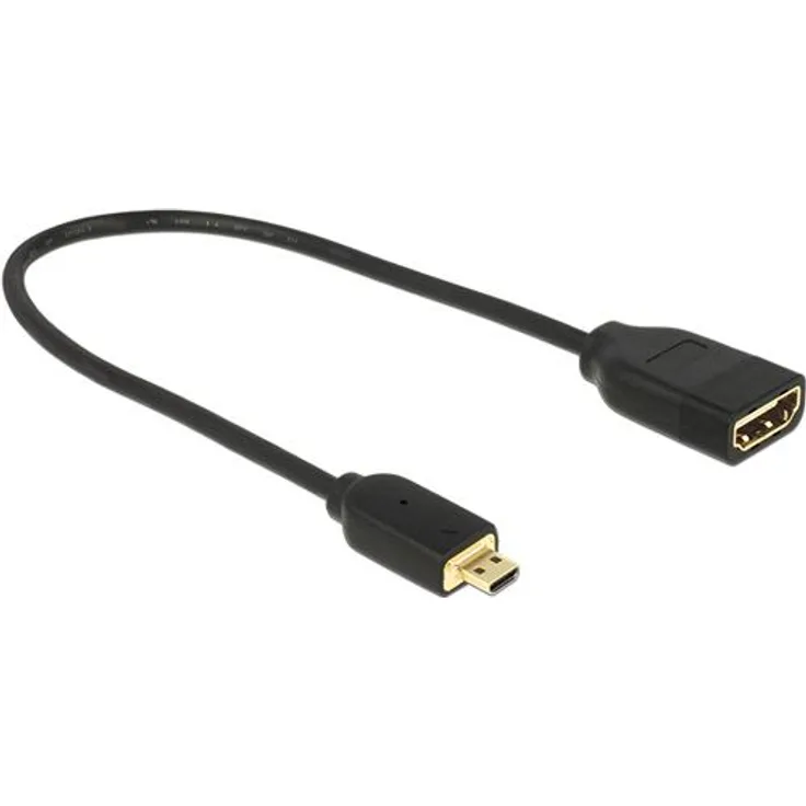DeLock Kabel HDMI Micro D Stecker > HDMI A Buchse High Speed with Ethernet 3D 4K 20 cm Premium Slim
