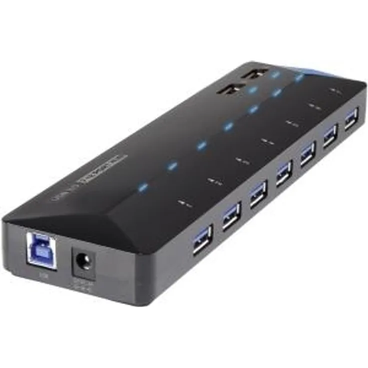 Renkforce 7+2 Port USB 3.0-Hub mit Schnellladeport, mit Status-LEDs Schwarz 