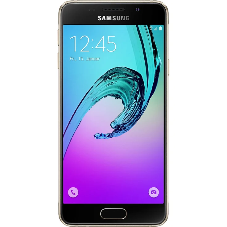 Samsung Galaxy A3 Pixel (2016) Smartphone 11,94cm Pixel (4,7 Zoll) Super-AMOLED-Display, 16GB interner Speicher, 1,5GB RAM, Android, Gold – Bild 1