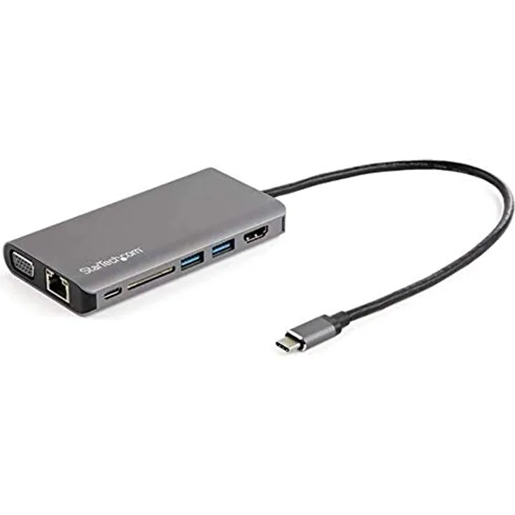 StarTech.com DKT30CHVAUSP USB-C-Multiport-Adapter (HDMI oder VGA, 100 W PD, angeschlossenes 30-cm-Hostkabel, SD-Kartenleser, USB-C-Minidock)