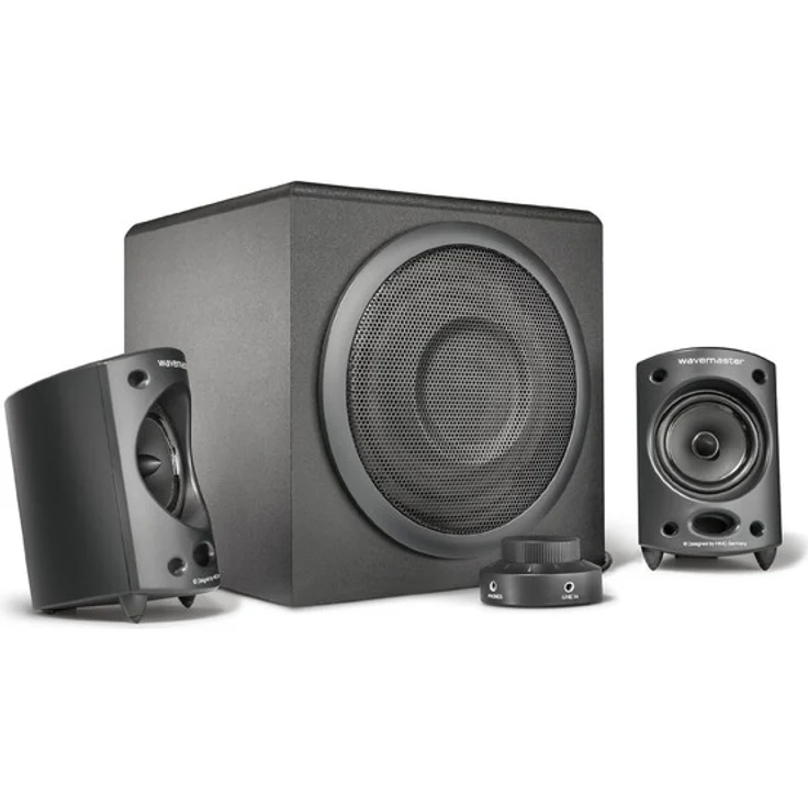 Wavemaster MOODY 2.1 Lautsprecher System (65 Watt) Aktiv-Boxen Nutzung für TV-Tablet-Smartphone-PC schwarz (66202) – Bild 3