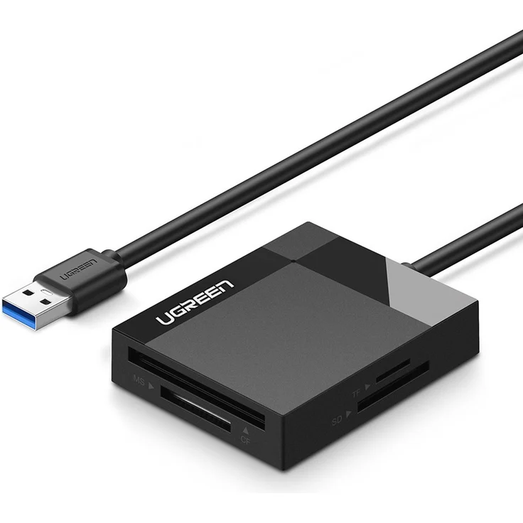 UGREEN USB Kartenleser USB 3.0 SD/TF/CF/MS Card Reader Kartenlesegerät mit Paraller Auslesungsfunktion für CF, SDHC, SD, SDXC, Micro SD, Micro SDHC, MS PRO, PRO CF, max. 5Gbit/s, Schwarz – Bild 1