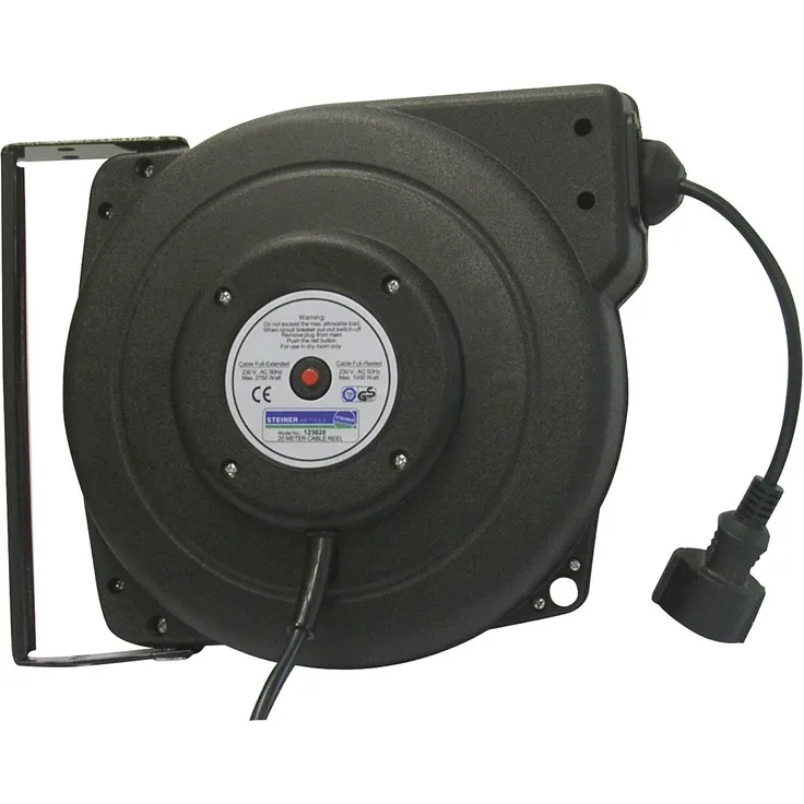 STEINER Federzug Kabelaufroller H05VV-F/3 x 1,5 Länge 20 m IP42, 1 Stück,123020