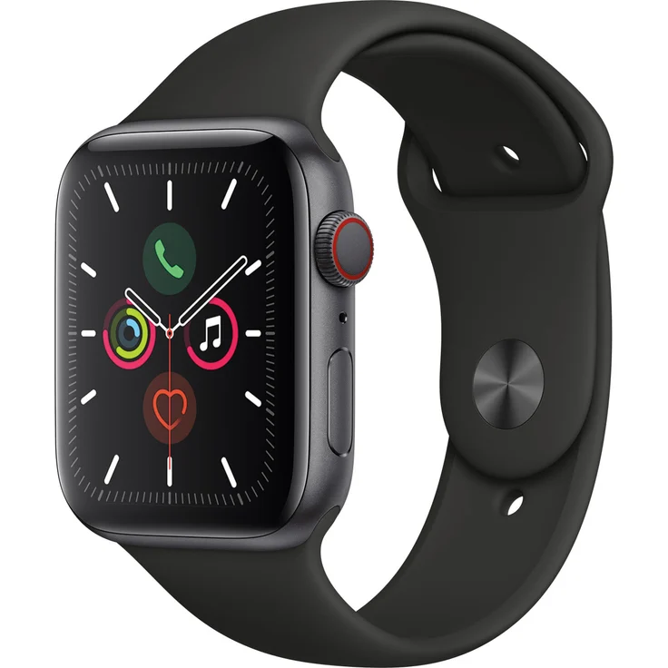 Apple Watch Series 5 Smartwatch GPS + LTE, Unisex, 44mm, Aluminiumgehäuse, Sportarmband, Grau – Bild 2