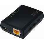 DIGITUS Fast Ethernet USB Netzwerk Server, multifunktional für NAS, USB-Hub, Drucker, DVD-Laufwerk, 1 Port, USB 2.0, 10-100 Mbit-s Netzwerk, RJ45, Schwarz