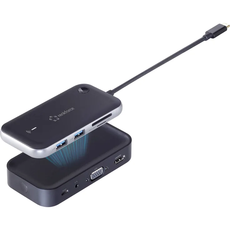 Renkforce RF-4499450 USB-C™ Mini-Dockingstation Passend für Marke: Universal drahtlose Bildübertragung, integrierter Kartenleser