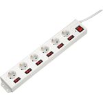 Hama Steckdosenleiste einzeln schaltbar, mit Überspannungsschutz (Mehrachsteckdose 6-fach, Wandmontage, 90° gedreht, XL extra großer Buchsenabstand, 1,4m Kabellänge) weiß