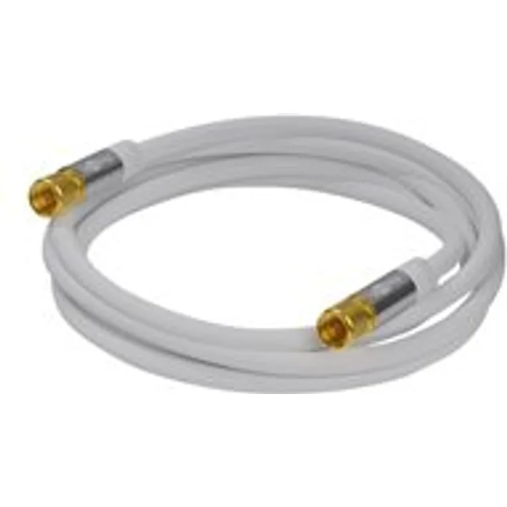 Goobay 70606 135dB 75 Ohm Satellitenkabel mit F-Stecker für DVB-S Receiver, 3m Weiß